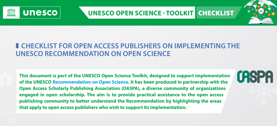 Kiadói segédlet az UNESCO nyílt tudományos ajánlásainak érvényesítéséhez